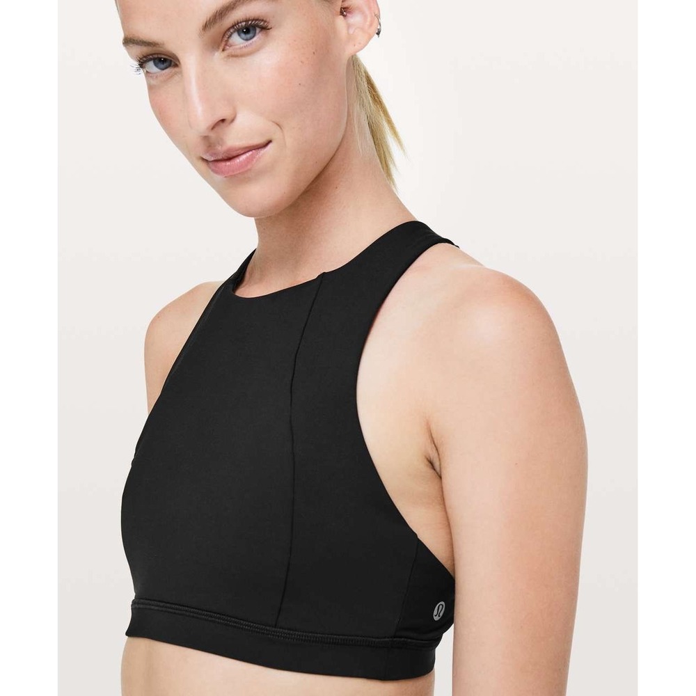 Lululemon Free To Be Serene Bra High Neck Black Strappy Yoga Sports Bra Size 6